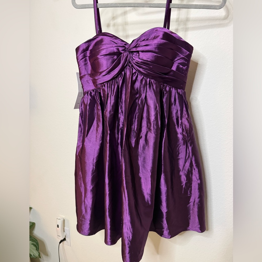 Royal Stunning Satin Purple babydoll Dress
